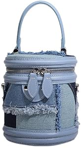 Designer Saddle Purse for Women Patchwork Denim Top Handle Bag And